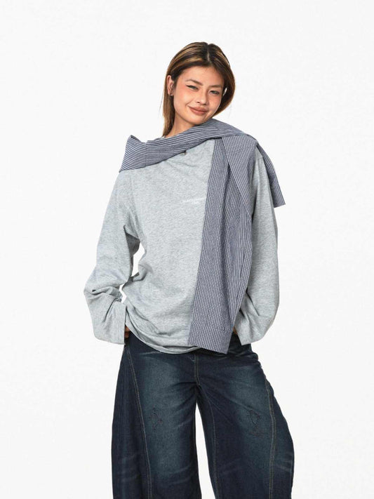 Sudadera Cuadriculada con Capucha Falsa Dos Piezas - Manga Larga Casual - Image 2