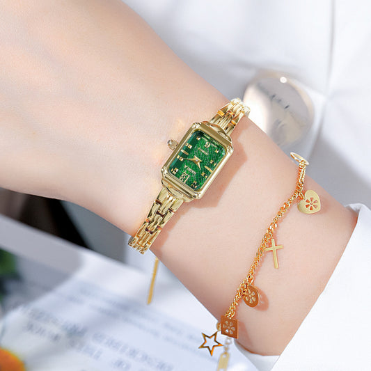 Reloj Cuadrado Dorado 18K para Mujer - Diseño Trendy y Elegante