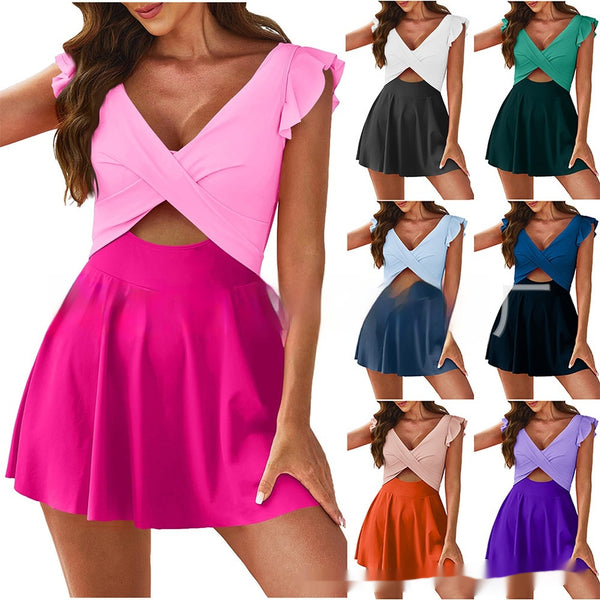 Traje de Baño Patchwork con Contraste de Colores para Mujer