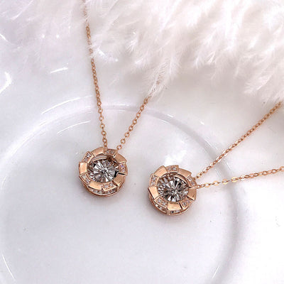Collar Corazón Pulsante en Oro Rosa con Diamante