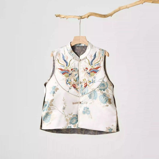 Chaleco Estilo Chino Retro para Mujer con Cuello Tipo Smoking y Cierre de Botones - Image 11