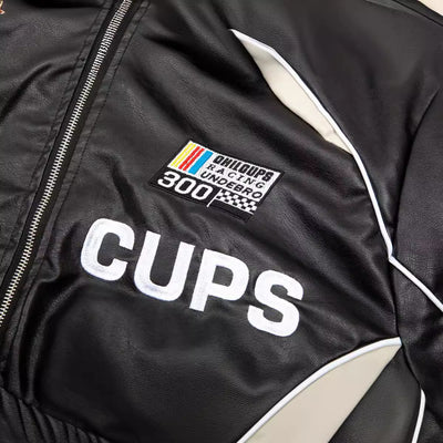 Chaqueta de Cuero PU Bordada para Motociclista - Diseño Holgado Americano - Image 4