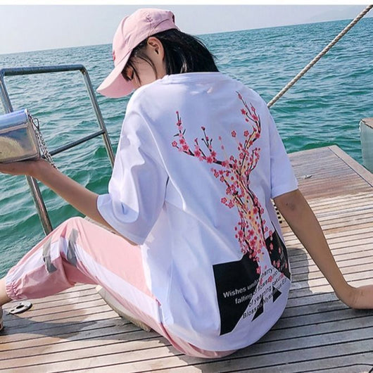 Conjunto Deportivo Casual Mujer Verano Estilo Coreano - Blusa Manga Corta y Pantalón Suelto Reductor - Image 9