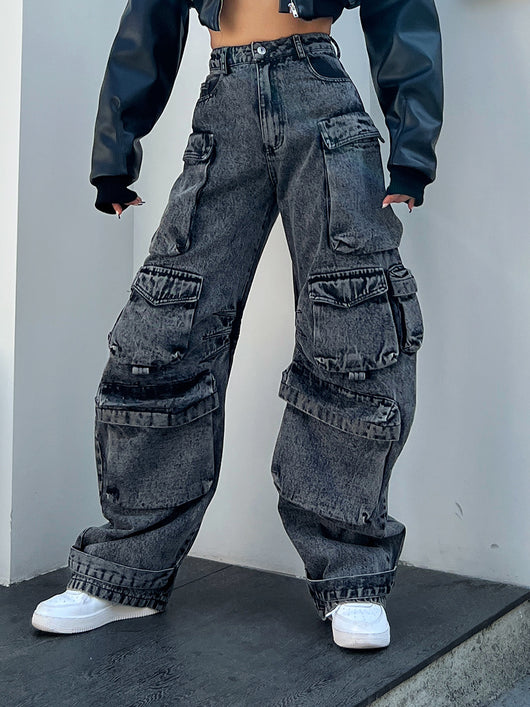 Pantalón Cargo Multibolsillo con Costuras Desgastadas - Image 6