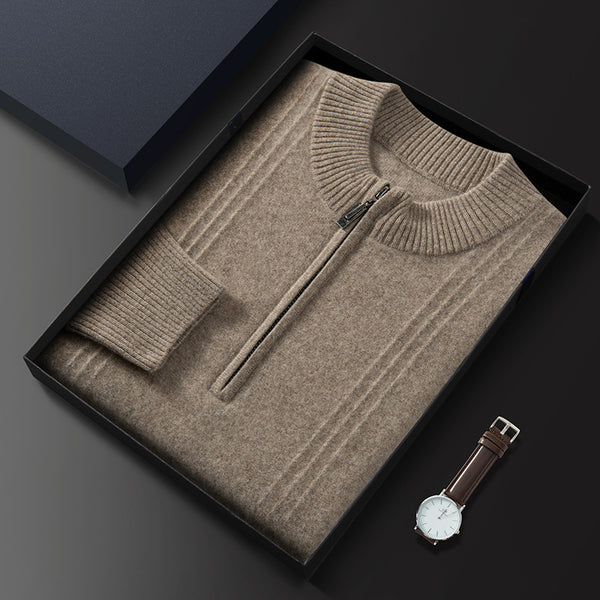 Suéter Ejecutivo de Lana con Cierre y Cuello Alto para Hombre - Tallas Grandes Otoño Invierno - Image 6