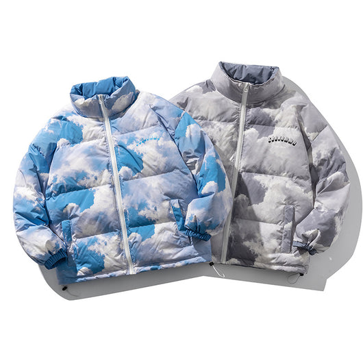 Chaqueta Acolchada con Cuello Alto Estampado Cielo Azul para Hombre - Image 6