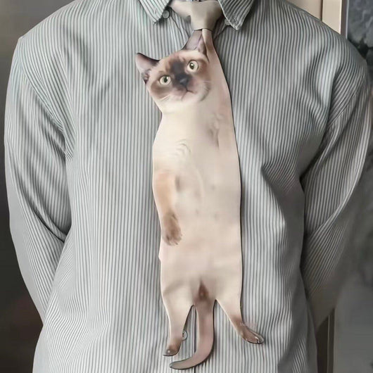 Camisa con Cuello Estampado y Corbata Gatuna - Diseño Único - Image 13