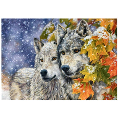 Kit de Pintura de Diamantes Zorro con Hojas - Mosaico de Diamantes