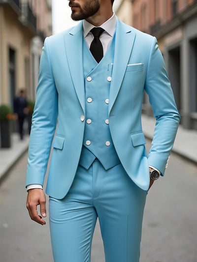 Traje de Negocios Tres Piezas Doble Botonadura para Hombre - Image 13