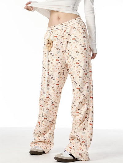 Pantalones Anchos Casuales con Estampado de Cachorro Dibujado a Mano - Image 11