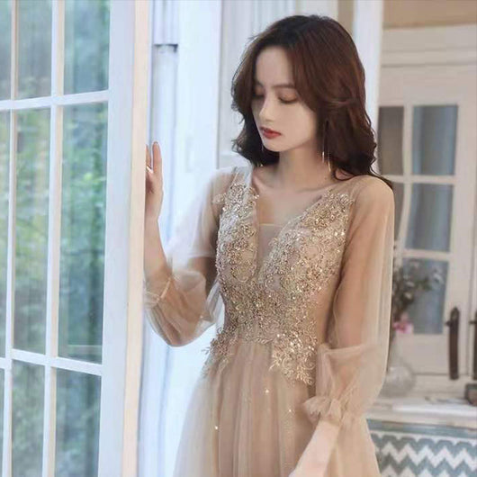 Vestido de Noche Dorado Slim Beauty para Banquete - Image 3