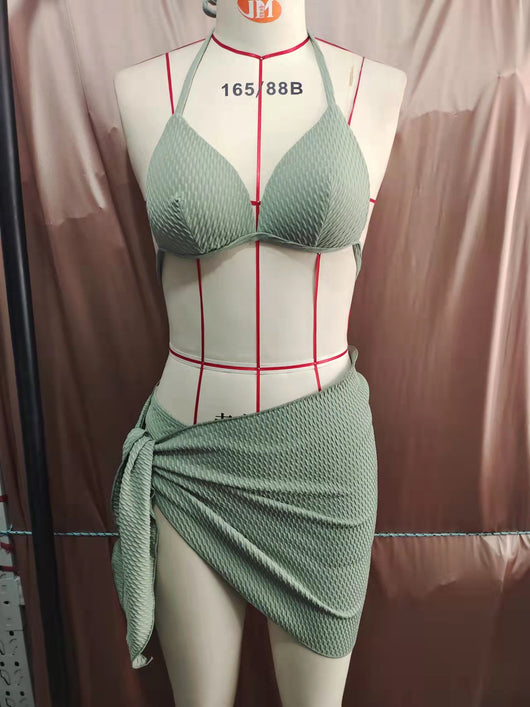 Traje de Baño Tres Piezas Elegante con Abertura Lateral - Image 26