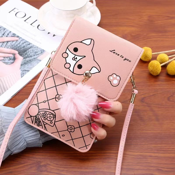 Bolsa Crossbody Vertical para Teléfono con Pantalla Táctil - Contraste para Mujer
