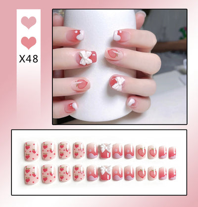 Uñas Postizas Francesas Removibles con Diamantes - Image 15
