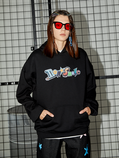 Sudadera con Capucha Estampado de Logo Street Text Stitching - Image 6