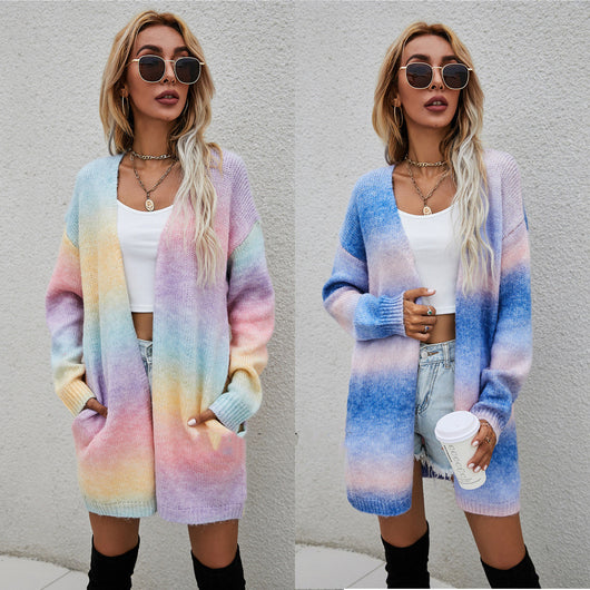 Cardigan Tejido Tie-dye Arcoíris Tallas Grandes Media Largo - Image 8