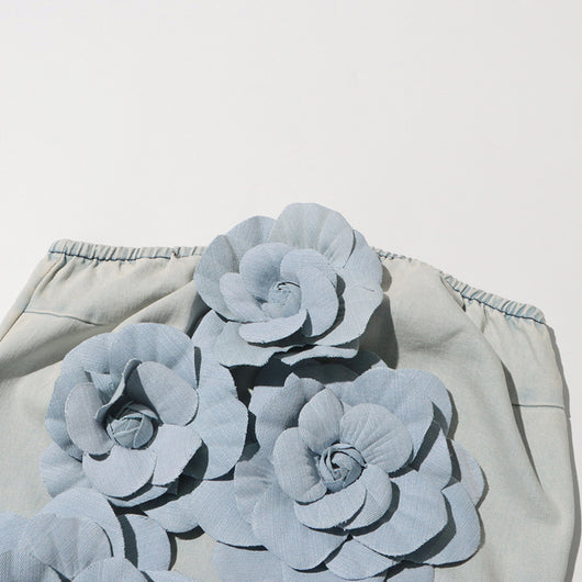 Jumpsuit Elegante de Cintura Alta con Flores 3D y Escote Tubo - Image 16
