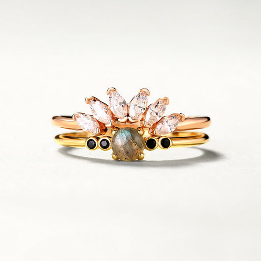 Anillo Corona Ajustable Plata 925 Chapado Oro con Zirconia 3A - Image 9