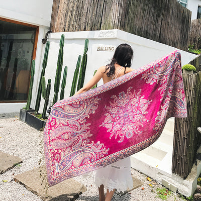 Bufanda Larga Étnica con Patrón de Anacardo - Chal Jacquard para Mujer - Image 5