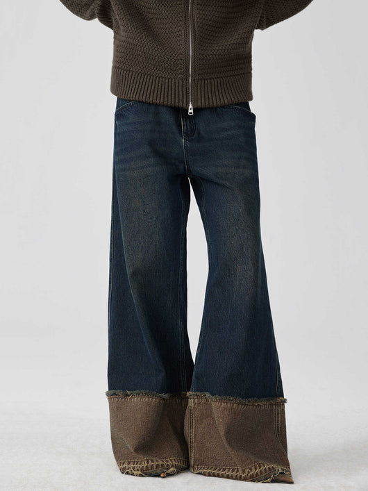 Jeans Azul y Marrón Nano Water con Dobladillo sin Rematar - Image 4