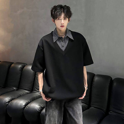Playera Casual para Hombre con Cuello Falso Doble y Manga Corta - Image 7