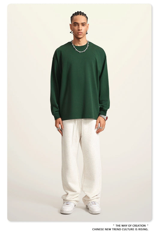 Camiseta Manga Larga Oversize para Hombre - Algodón Puro Otoño Invierno - Image 17