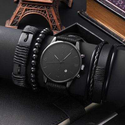 Reloj de Lona con Tres Esferas y Pulsera PU - Set Completo - Image 15