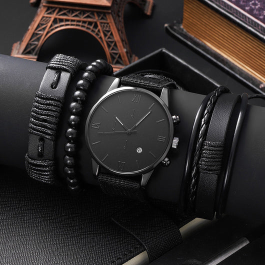 Reloj de Lona con Tres Esferas y Pulsera PU - Set Completo - Image 15