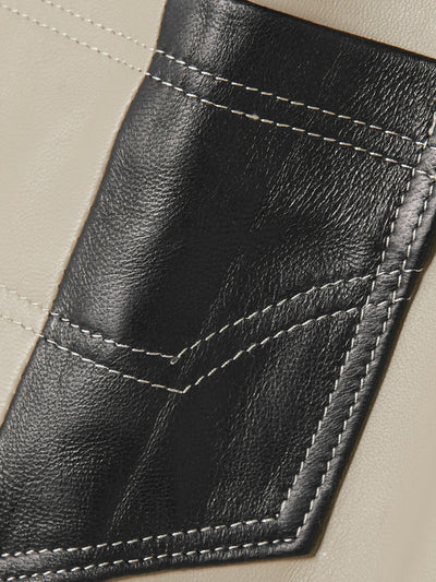 Pantalones PU Cuero Bicolor Cintura Alta Slim - Image 15