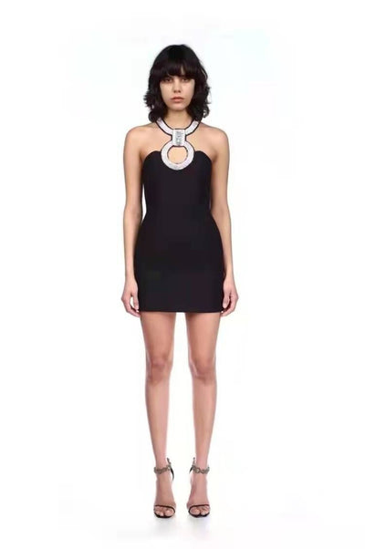 Vestido Bandage Slim Sin Mangas con Detalles Diamantados - Image 11