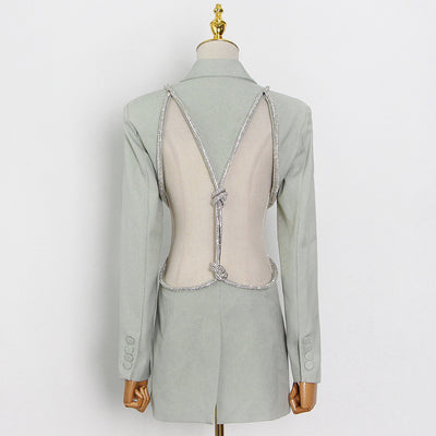 Blazer Occidental Ajustado con Halter y Botón Frontal - Image 7