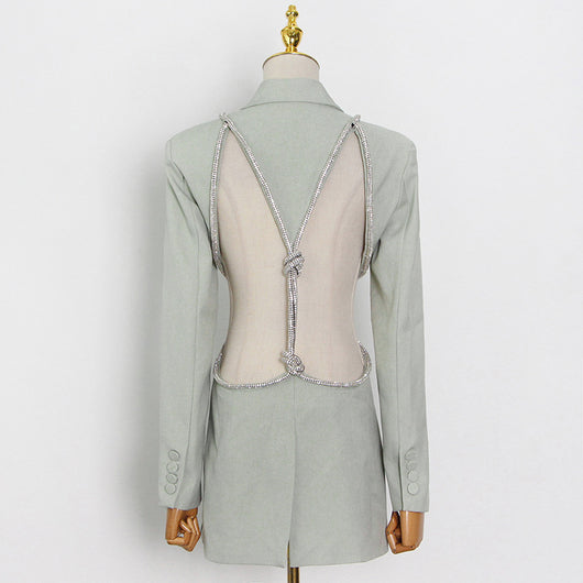 Blazer Occidental Ajustado con Halter y Botón Frontal - Image 7