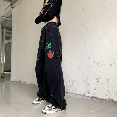 Jeans Rectos Vintage Rose Letters con Lavado Street Wash - Image 14