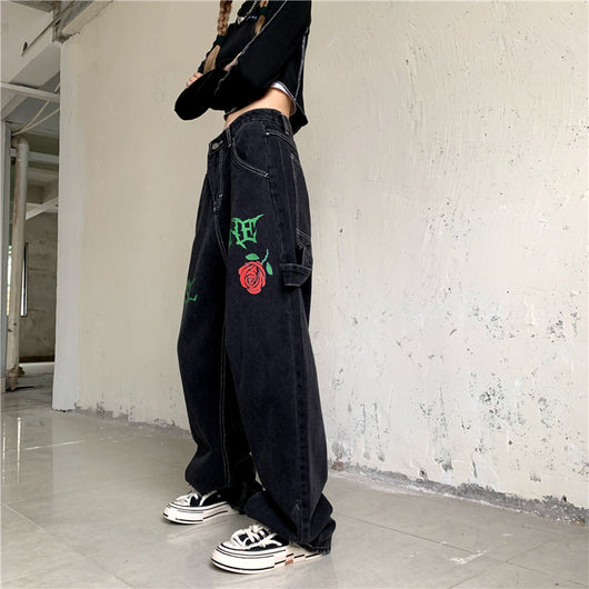 Jeans Rectos Vintage Rose Letters con Lavado Street Wash - Image 14