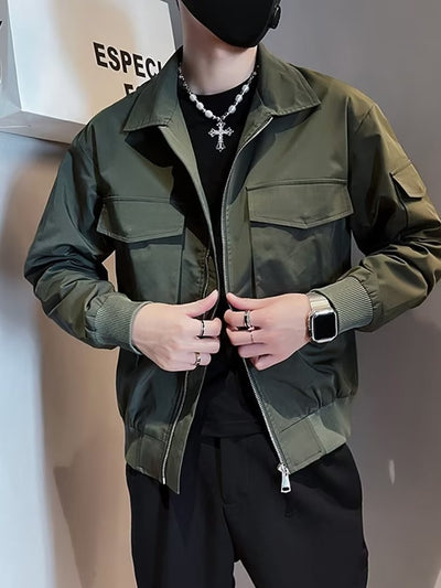 Chaqueta de Trabajo Retro con Cuello Mao para Hombre - Image 8