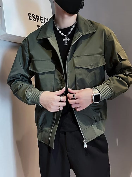 Chaqueta de Trabajo Retro con Cuello Mao para Hombre - Image 8