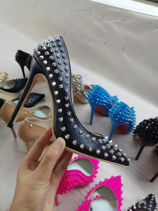 Tacones Altos Puntiagudos con Remaches para Mujer - Image 16