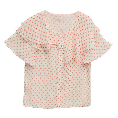 Blusa Retro de Verano con Volantes y Lunares en Chifón - Image 9