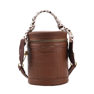 Bolsa Tote Bucket con Cierre de Cremallera y Patrón de Piedra - Image 3