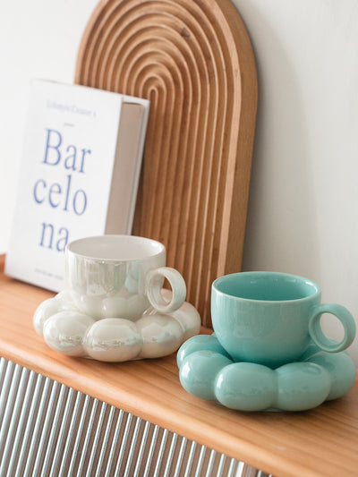Taza de Desayuno con Plato de Cerámica Floral y Colores Vibrantes - Image 12