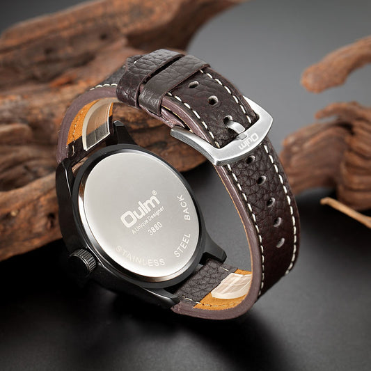 Reloj Masculino de Cuero con Brújula Decorativa - Grande - Image 2