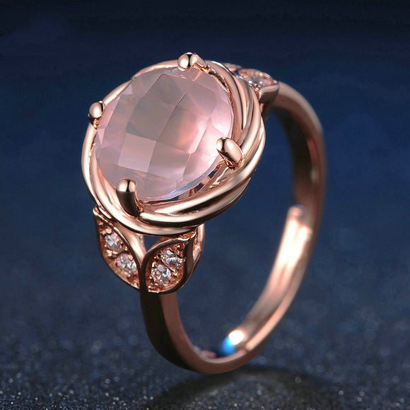 Anillo de Plata 925 con Cristal Natural y Flor para Mujer