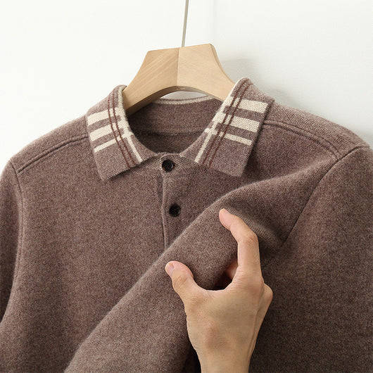 Suéter Polo Cuello Solapa Multicolor Tejido Cashmere Holgado - Image 5