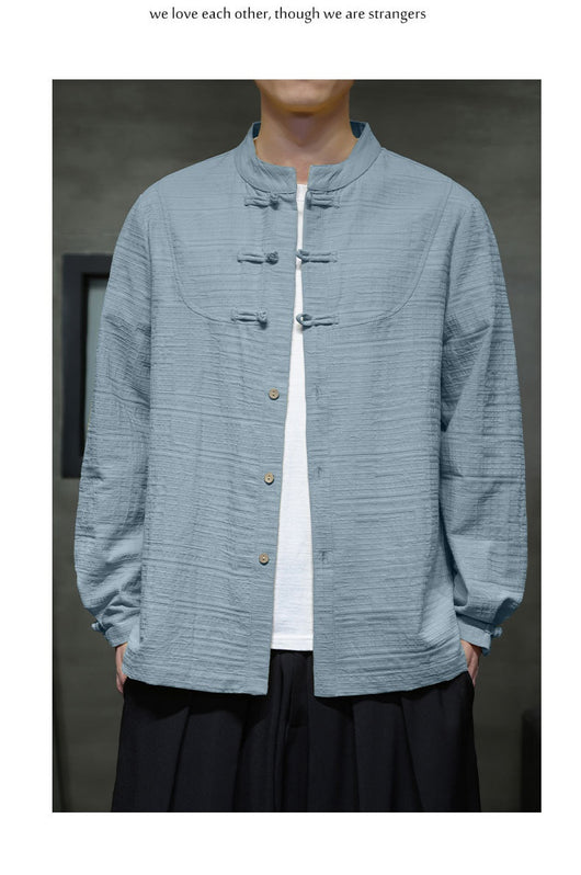 Camisa Retro Tang Chino - Algodón y Lino con Cierre Tradicional para Hombre - Image 16