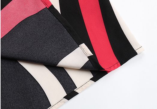 Blusa Rayada Roja con Solapa para Mujer - Manga Larga - Image 12