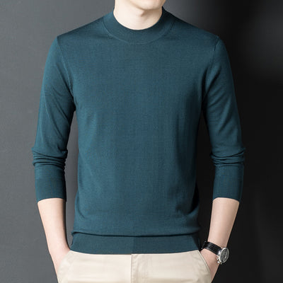 Suéter Tejido de Cuello Redondo para Hombre - Colores Sólidos - Image 4
