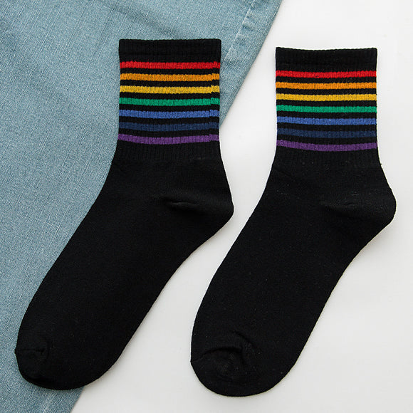 Calcetines Arcoíris de Algodón para Mujer - Tubo Alto