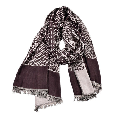 Pañuelo Étnico de Algodón y Lino Teñido en Hilo - Image 4