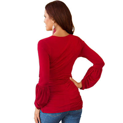 Blusa Elegante Cuello en V Manga Larga Ajustada - Image 5
