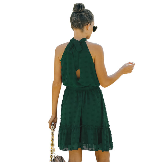 Vestido Halter de Chifón con Escotes Jacquard - Image 5